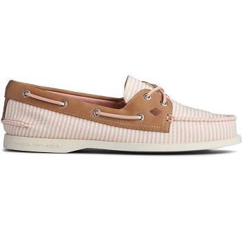 Sperry Authentic Original Seersucker Stripe Ruzove - Damske Mokasíny